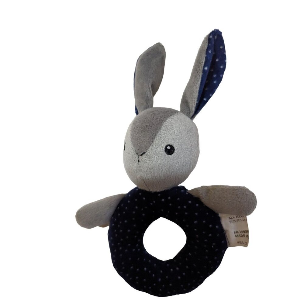 Ikea Bunny rabbit‎ plush toy tattle baby  gray blue 8"